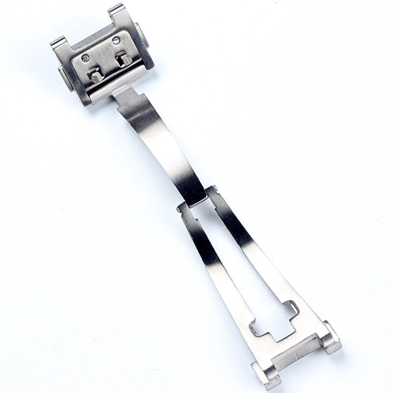 Boucle en métal argenté pour bracelet de montre, fermoir pour étiquette en cuir, à déploiement, à pression bilatérale