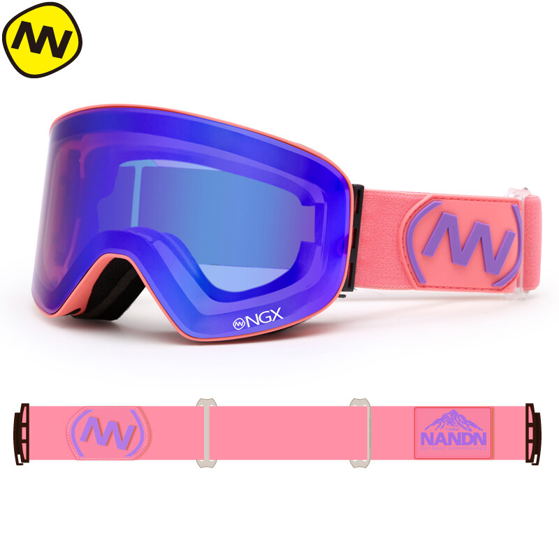 NANDN Salju Kacamata Ski Pria Wanita Lensa Ganda UV400 Anti-Kabut Ski Kacamata Salju Kacamata Dewasa Ski Snowboard Kacamata