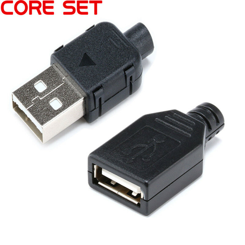 Conector de enchufe USB tipo A hembra o macho de 4 pines con cubierta de plástico negro, USB o 5 uds. Macho + 5 uds. Hembra