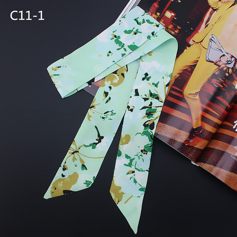 Petit sac en soie sergé imprimé Geranium pour femmes, style coréen, mode, slim, ruban, tête, poignée de cheveux, cravate, écharpe multifonction