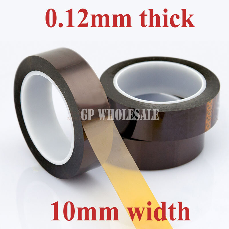 1x 10mm*33M*(0.12mm thick) High Temperature Resist Adhesive Polyimide Film Tape for PCB, SMT Electronic Switch, Motor Insulaiton