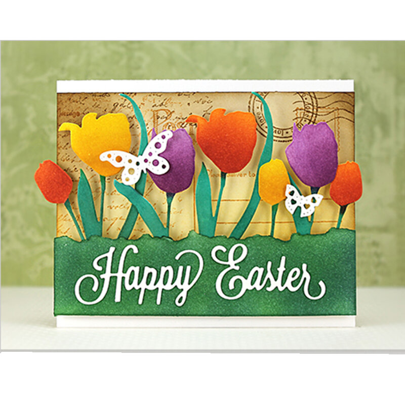 Happy Easter Templat Scrapbooking Die Pemotongan Logam Alfabet Logam Stensil DIY Dekorasi Buatan Tangan Embossing Pembuatan Foto Kartu Kertas