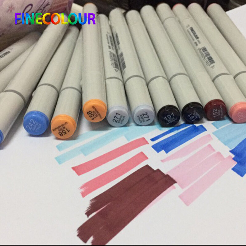 Finecolour conjunto 24/36 de marcador e caneta marcador, à base de álcool para esboço e mangá, para desenho de arte