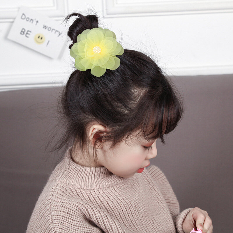 Große Blume Spitze Chiffon Haar Clips Hohe Qualität 6 Farben Musselin Blume Prinzessin Baby Haar Griffe Mädchen Haar Pin Haar zubehör