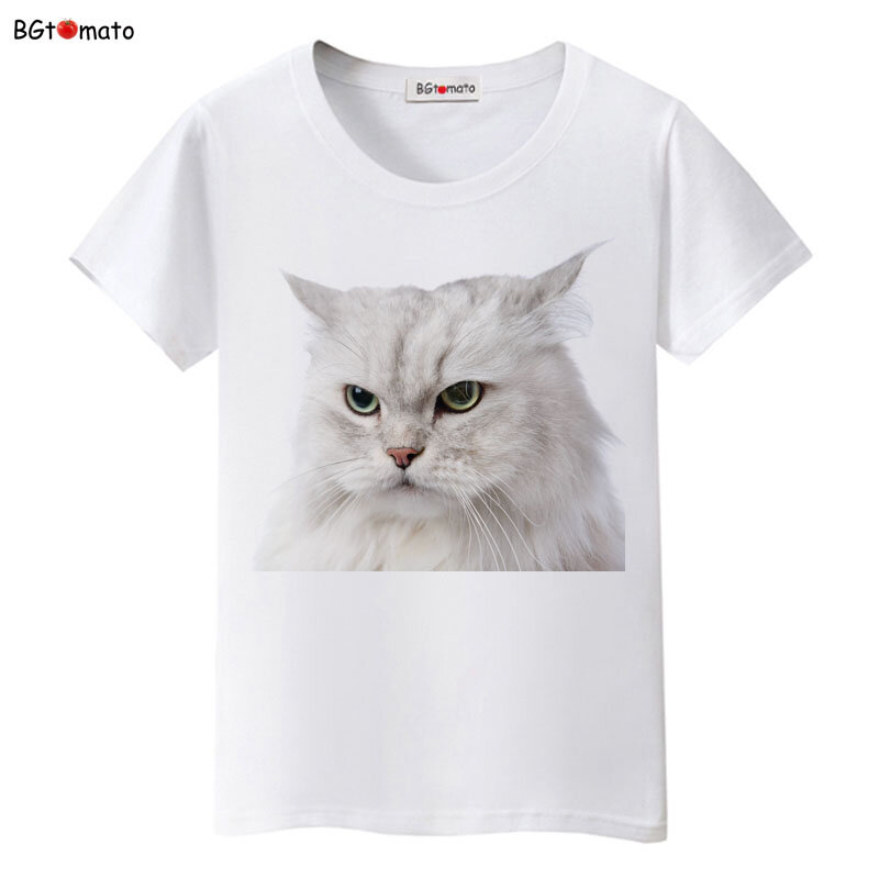 Белая футболка с изображением острых кошек, летний топ, крутые футболки с 3d принтом, брендовая одежда, футболка, Женская милая рубашка, топы, футболки