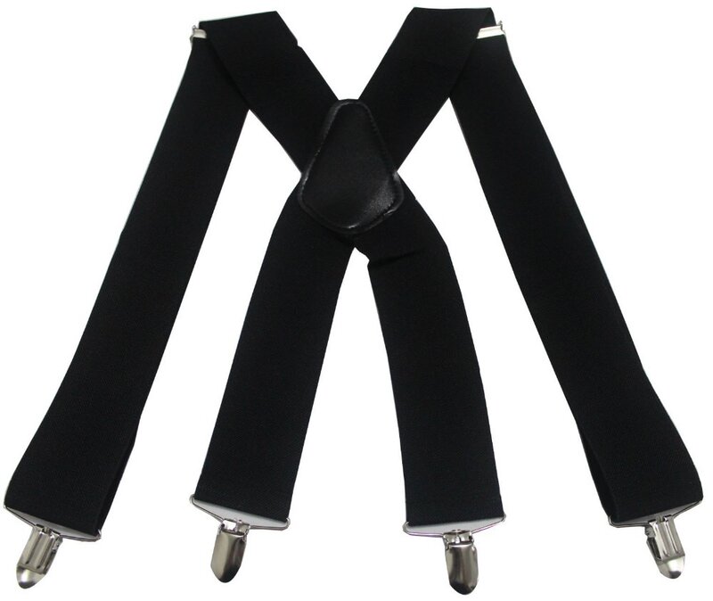 Suspenders ชาย2นิ้วกว้าง50มม.ปรับสี่คลิป-On X-กลับยืดหยุ่นสีดำสีแดงสีเทา Heavy duty Braces Suspenders Mens