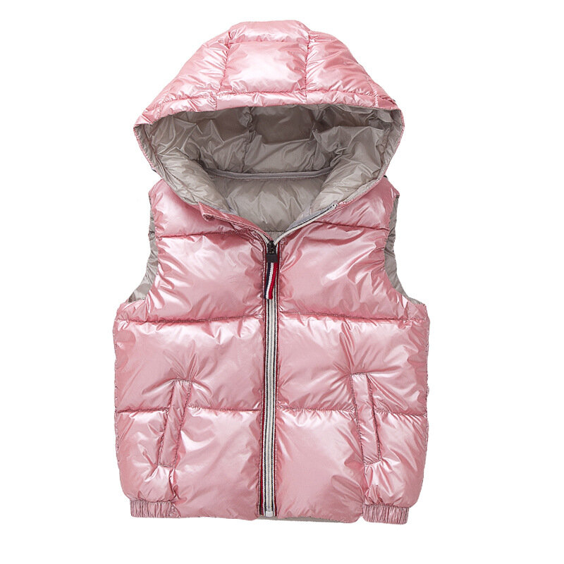 Colete de algodão com capuz infantil, casacos de inverno, colete quente, casacos infantis, roupas de bebê, meninos, meninas, idade 3-11 anos