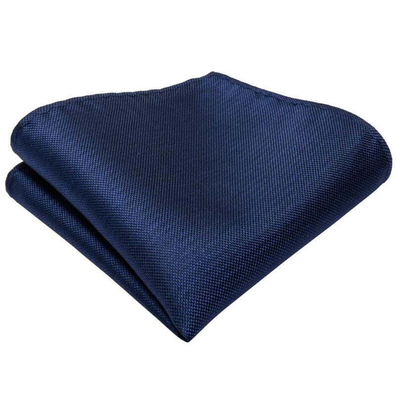 Галстук DiBanGu мужской темно-синий однотонный из 100% шелка, галстук, носовой платок, запонки, галстук для делового костюма, Свадебный комплект, MJ-7140