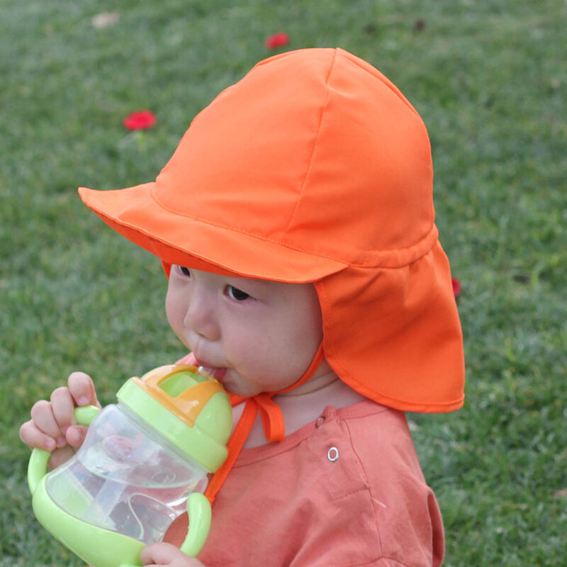 Sombrero de Sol para exteriores para niños, gorro de playa para verano, con tapa para la oreja y cuello, ajustable