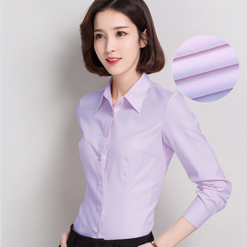 Camisa a rayas de gran S-5XL para mujer, Blusa de algodón para negocios, camisa informal de manga larga para mujer, excelente calidad, 2019