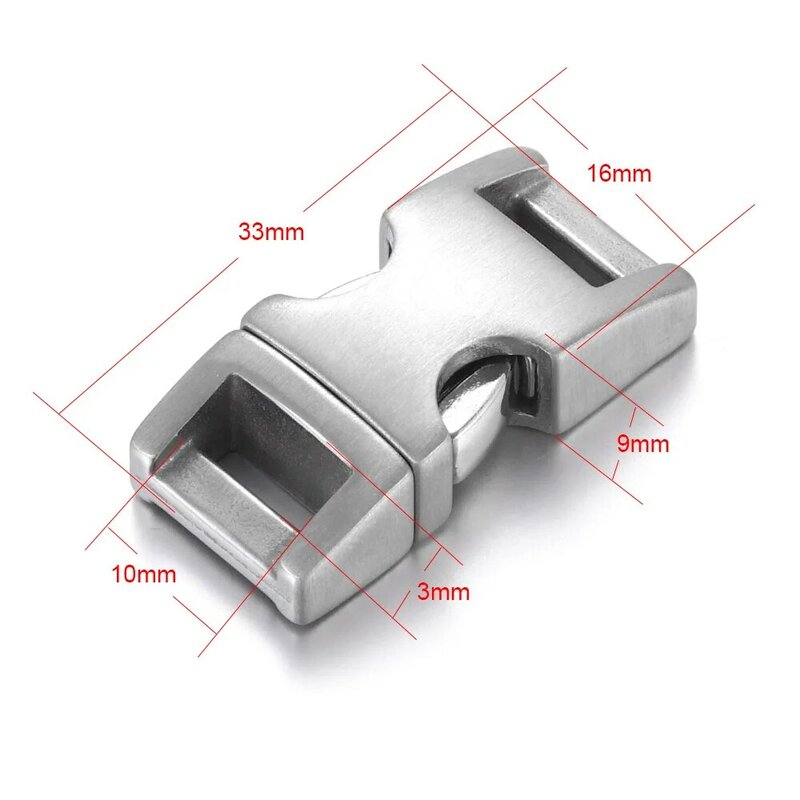 Stainless Steel Bayonet Clasp Hole 10*3mm Push Lock Closure Belt Prong Snap Buckle for DIY Leather Cord Bracelet Jewelry Making