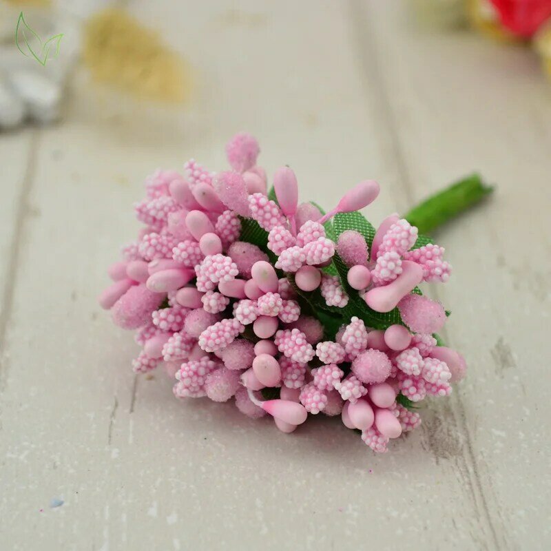 12 Pcs Stamen น้ำตาลดอกไม้ประดิษฐ์ Handmade ราคาถูกงานแต่งงานตกแต่ง Diy พวงหรีดเย็บปักถักร้อยของขวัญกล่อง Scrapbooking ดอกไม้ปลอม