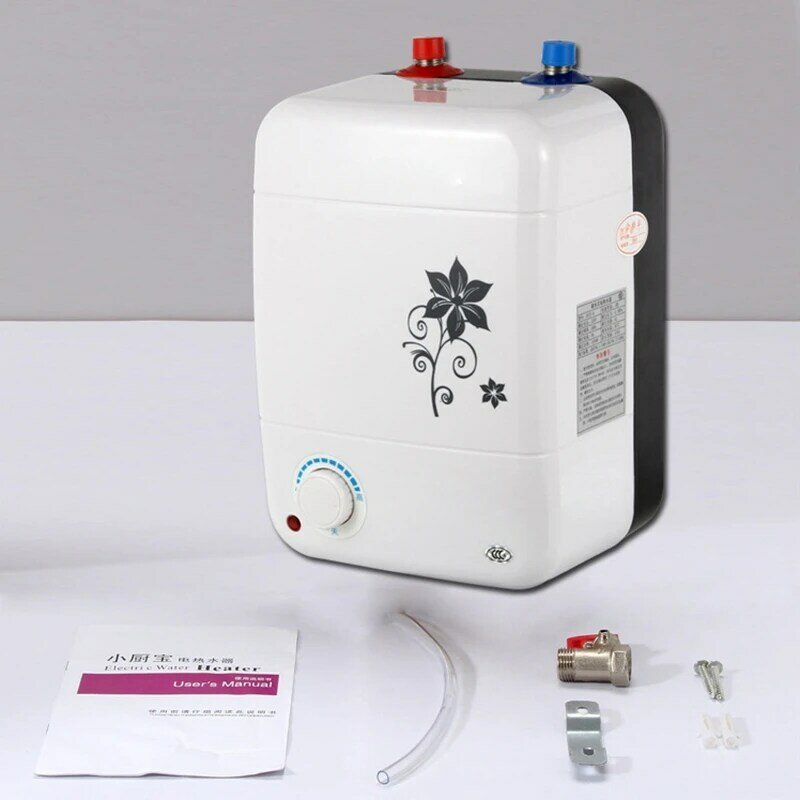 DMWD-Chauffe-eau électrique instantané 8L, 220V, 1500W, avec microphone, prise supérieure, pour la cuisine et la salle de bain, chauffage de l'eau