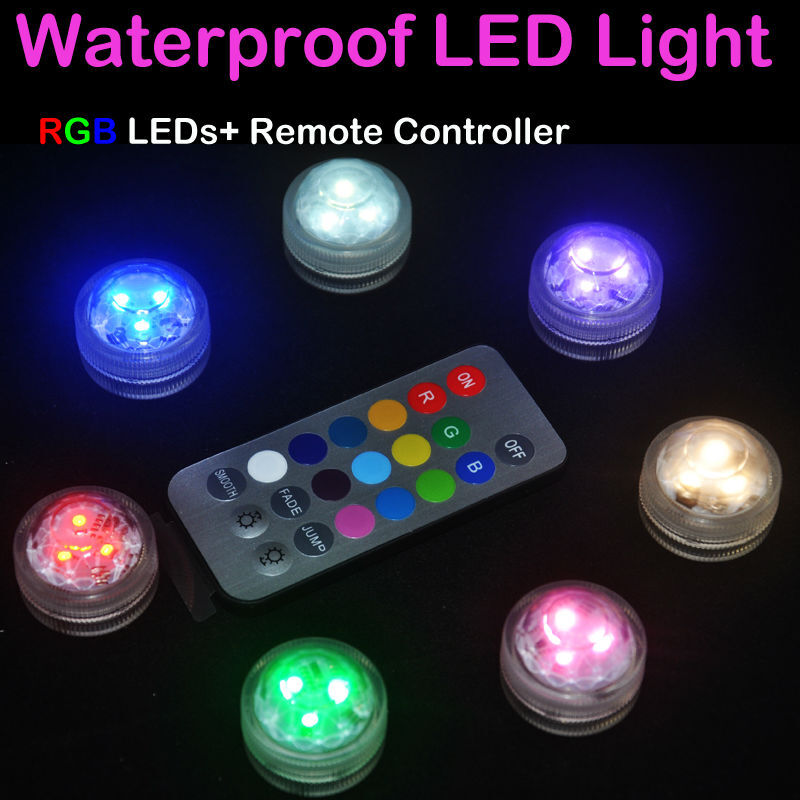 10pieces /lot Battery Operated Waterproof LED Accent Light, Submersible Triple LED Tea Light with Remote for Wedding Decoration