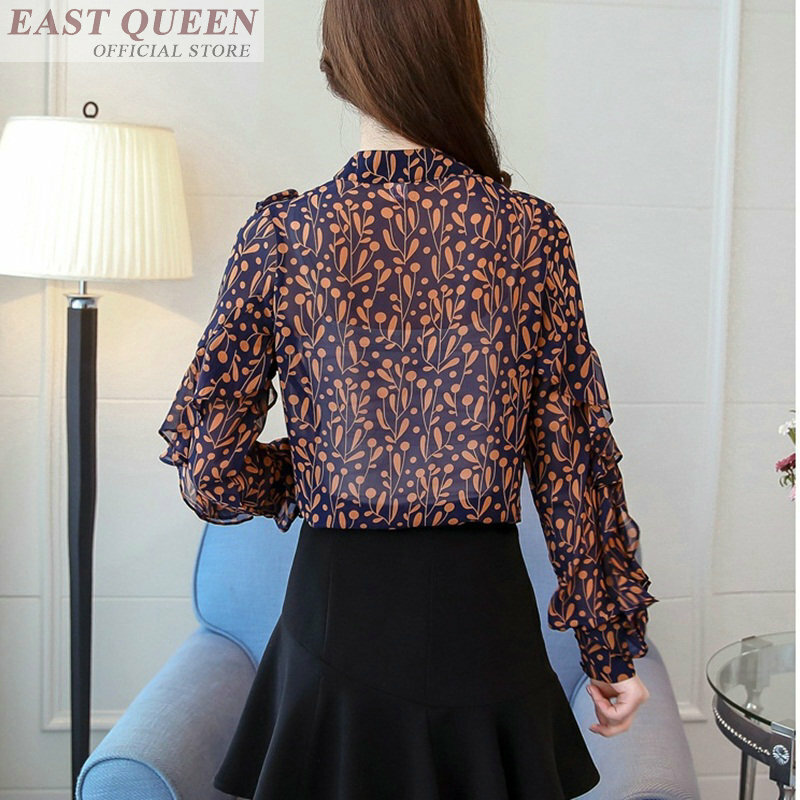 Women chiffon blouse sexy v-neck long butterfly sleeve 2018 fashion floral print tops ladies office bodycon shirts DD595 L