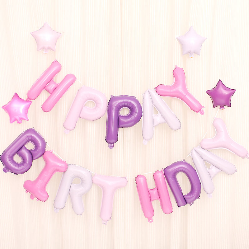 Balões de festa de feliz aniversário infantil, balões metalizados de alumínio com letras do alfabeto para crianças