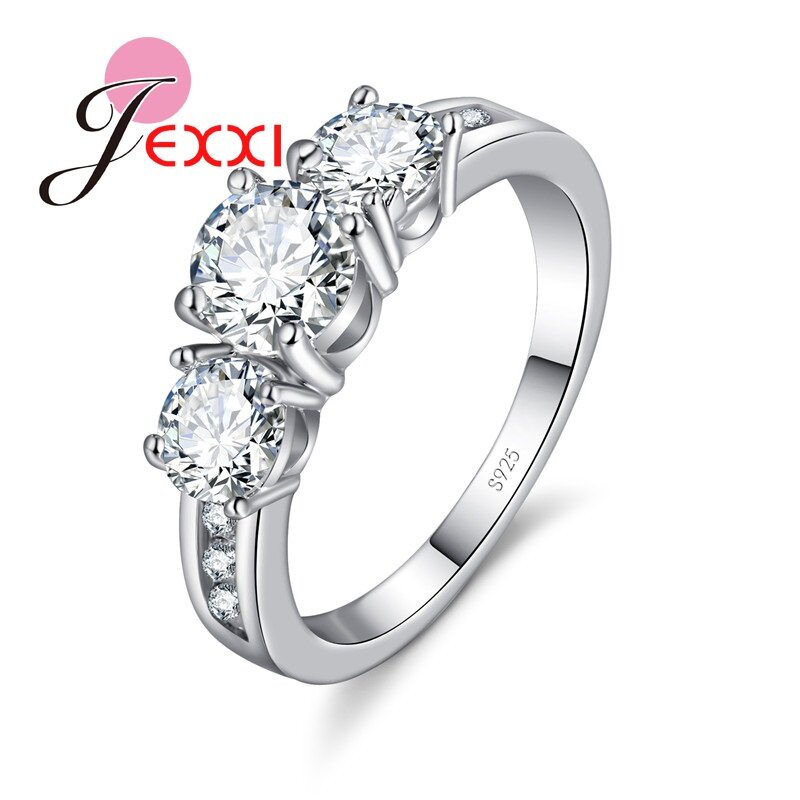 Top Kwaliteit Vrouwen Meisjes Mode Bruiloft Sieraden Accessoires 925 Sterling Zilveren Ringen Belofte Clear Cz Groothandel Prijs