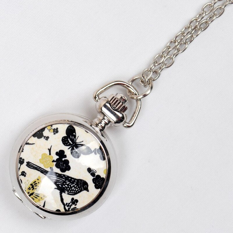 6020   New Fashion Lucky Magpie Ceramic Quartz  Pocket Watch Exquisite Color Glazed Cover Design Necklace Hot Gift  Fob Watch