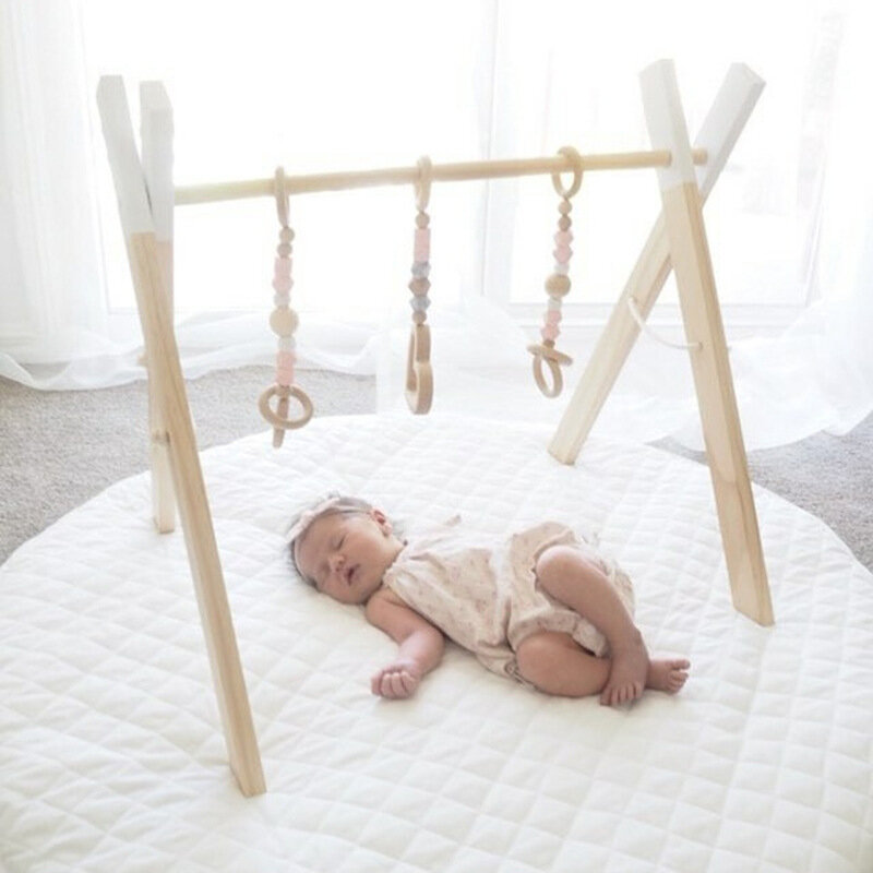 Brinquedo nórdico de madeira para bebês, estrutura de madeira para desenvolvimento sensorial de bebês, decoração de quarto para recém-nascidos