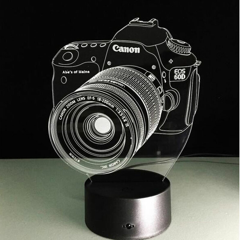 Новинка, Подарочная камера EOS60D, дышащая настольная лампа 3D, домашний декор, светодиодный креативная