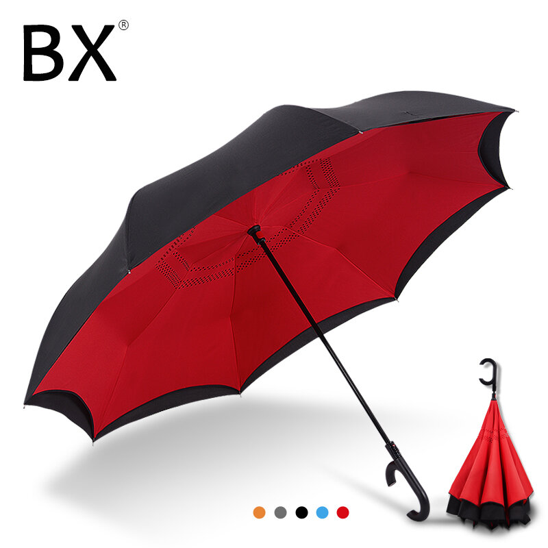 Bachon 역방향 windproof 우산 대형 우산 자동 닫기 더블 레이어 반전 우산 여성 남성 자동차 남성 여성 우산