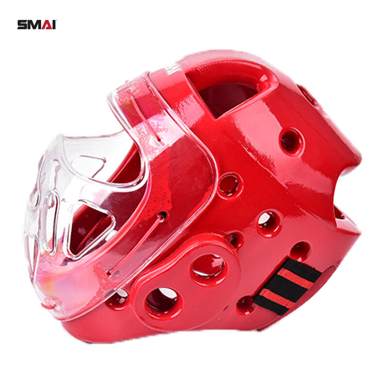 WKF одобренная SMAI детская защита головы для карате с маской для взрослых детей белая синяя красная маска для головы Защита головных уборов