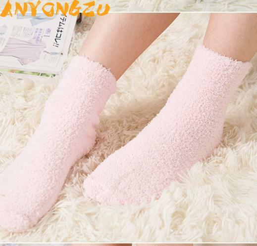 3 paare/los Anyongzu Socke Natürliche Farbe Damen Semi Korallen Samt Socken Wärme Erhaltung Boden Handtücher Socken 23 cm-25 cm