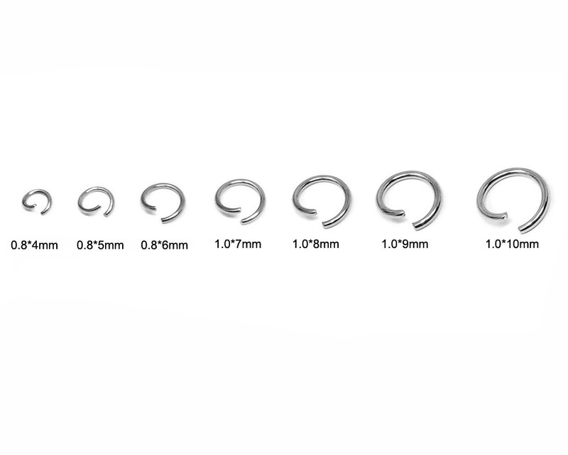 Anillos abiertos de acero inoxidable para fabricación de joyas, anillo redondo de 3mm, 4mm, 5mm, 6mm, 8mm, 9mm y 10mm de diámetro
