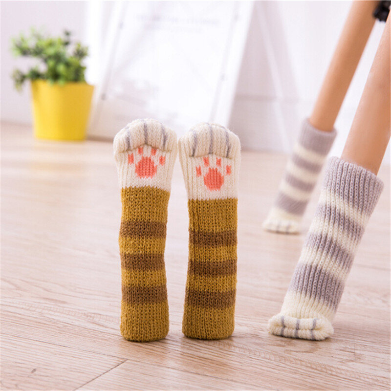 WHISM 4 piezas Anti Slip Mat parachoques amortiguador lindo pierna de muebles pies alfombra tapas almohadillas de fieltro garra gato pata de la silla calcetines de Protector