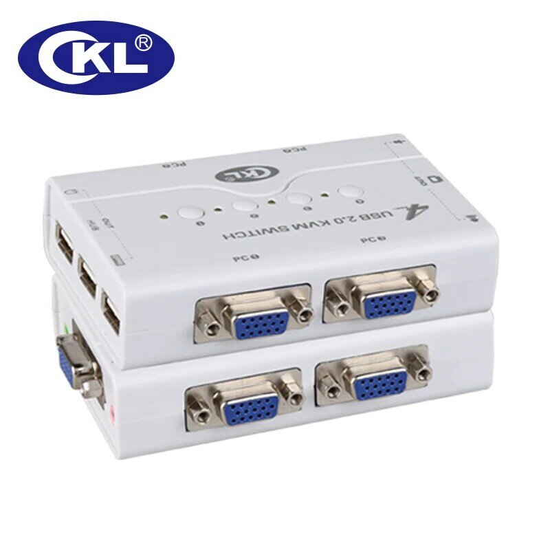 Switch KVM VGA 4 Port USB 2.0 dengan Dukungan Audio Mikrofon Kabel Printer Scanner Resolusi Tinggi 2048*1536 CKL-41UA