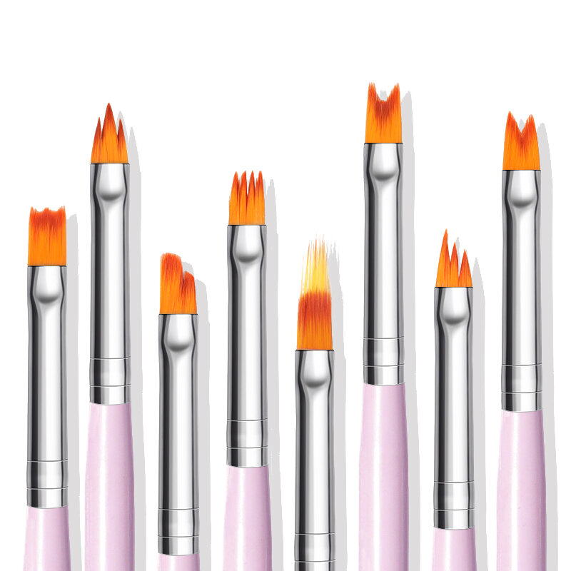 Pluma de Gel UV degradado, pinceles suaves para dibujo y pintura, manicura con mango rosa para Nail Art, juego de herramientas de manicura, 1 ud.