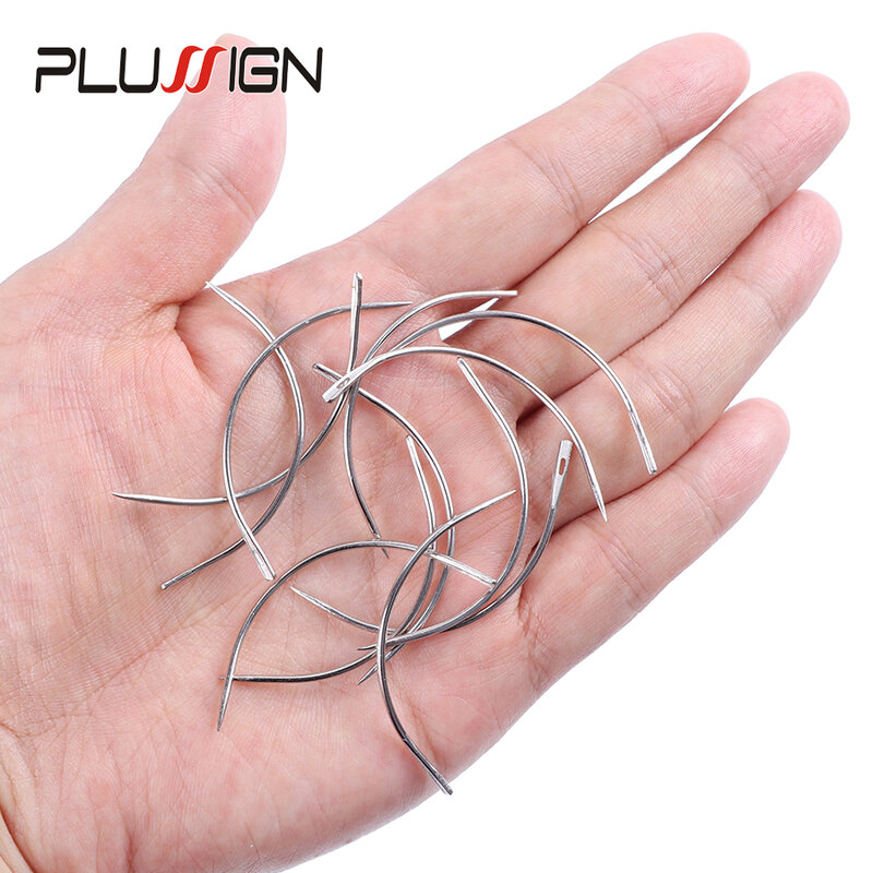 Plussign-agujas curvadas en forma de C, con superficie lisa, para hacer trenzas de ganchillo, aguja para tejer el cabello, gran oferta, 12 unids/lote