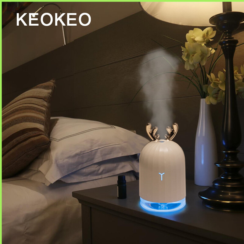 Keokeo 300 ml 휴대용 가습기 usb 아로마 에센셜 오일 디퓨저 가정용 가습기 아로마 디퓨저 7 색 변경