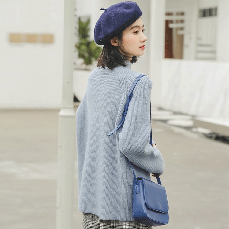 Suéter suelto coreano mujer cuello alto Color sólido manga larga pulóver estudiante chica otoño invierno cálido Casual Jumper Tops H9395