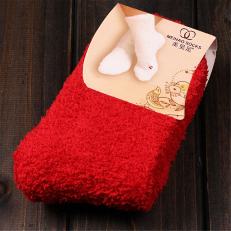 Cute Socks Women Bed Socks Pure Color Fluffy Warm Winter Kids Gift Soft Floor Home Accessories Funny Socks New Year's Gift