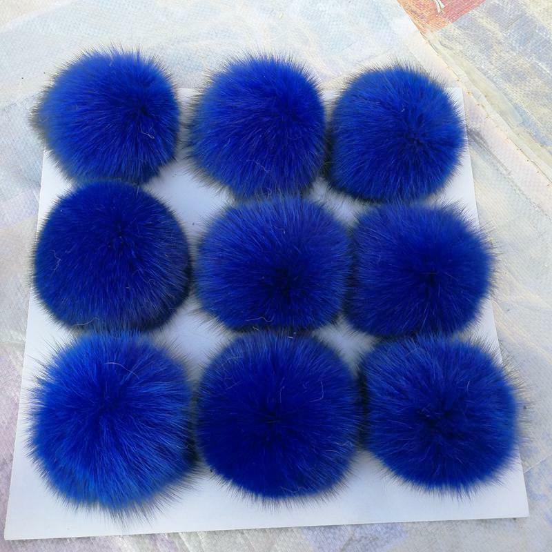 9 Cm Fox Fur Pompom Bola DIY Nyata Bulu Rambut Pompom untuk Gantungan Kunci Tas Topi dan Syal Pom Pom grosir 9 Pcs/lot