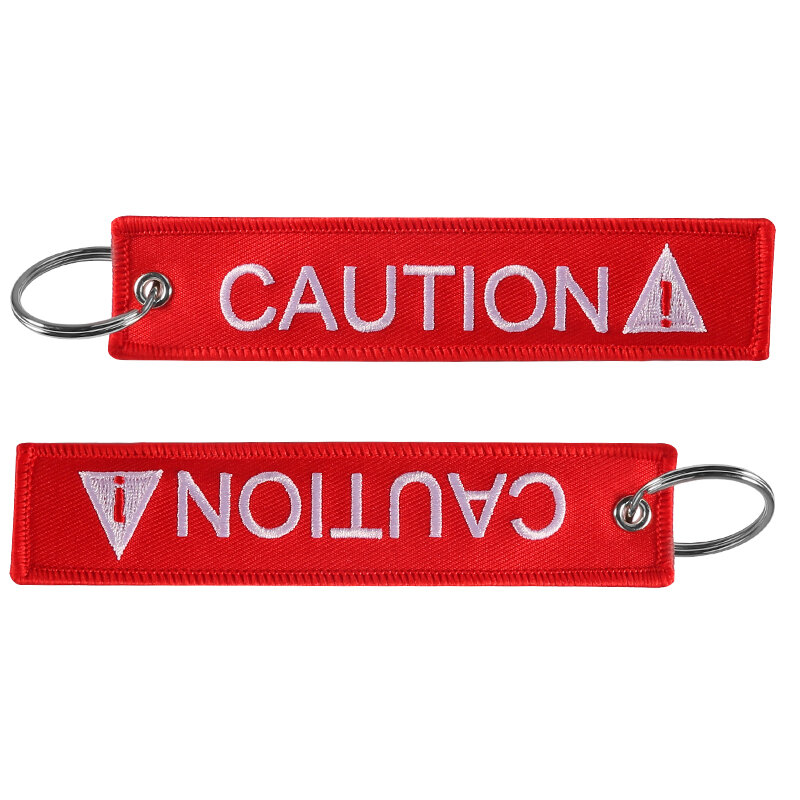POMPOM Red Key Chain Holder for Cars and Motorcycles 1PC 13X2.8cm Caution letter keychain Ring for cars key fobs Fashion Jewelry