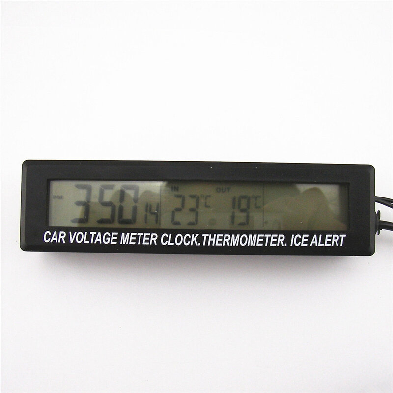 Voltímetro Digital, Reloj, temperatura, alerta de hielo, retroiluminación azul, 110mm x 23mm x 29mm