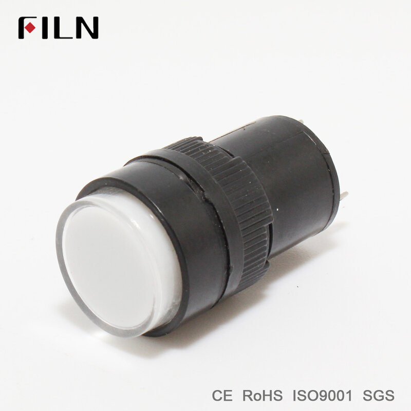 FILN-luz indicadora de 12v, lámpara de señal de plástico de 16mm, color rojo, amarillo, azul, verde, blanco, 12v, 24v, 110v, led