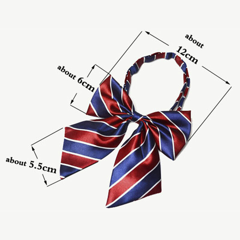 Hot Sale Bow Tie For Women High School Girl Student Cosplay Uniform Formal Suit Accessories Cravat Butterfly Knot  Striped Blue