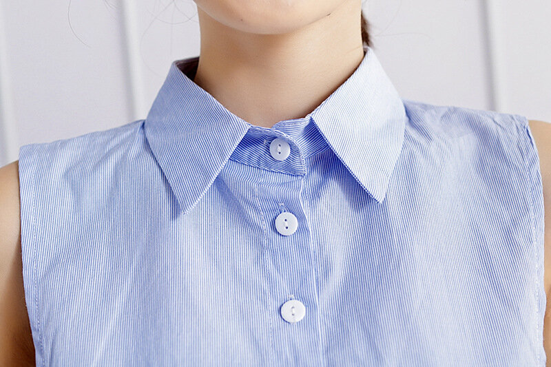 Blusa de cuello falso para mujer, camisa de cuello desmontable, estilo británico, plisado, con cordones, color blanco y negro