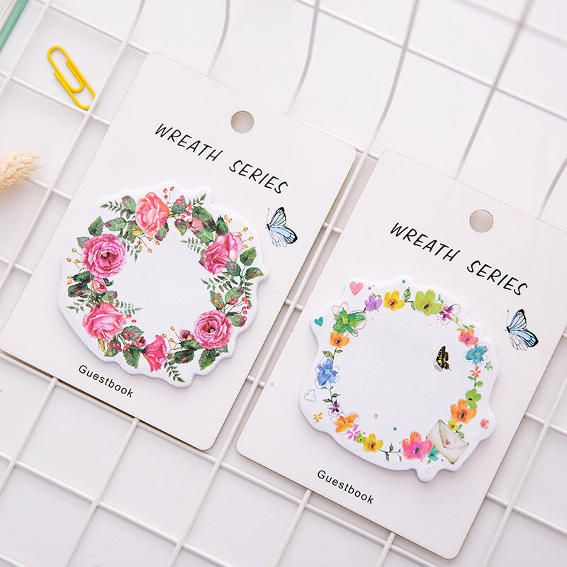 1 pcs Floral's wreath sticky notes 30 sheets Watercolor flower memo pad Mini bookmark Stationery Office School supplies statione