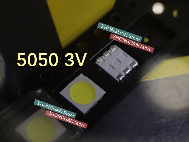 1000ชิ้น/ล็อต Smd Led 5050 3V สีขาว LED โคมไฟ Bright Square Lioujiao สาม Core