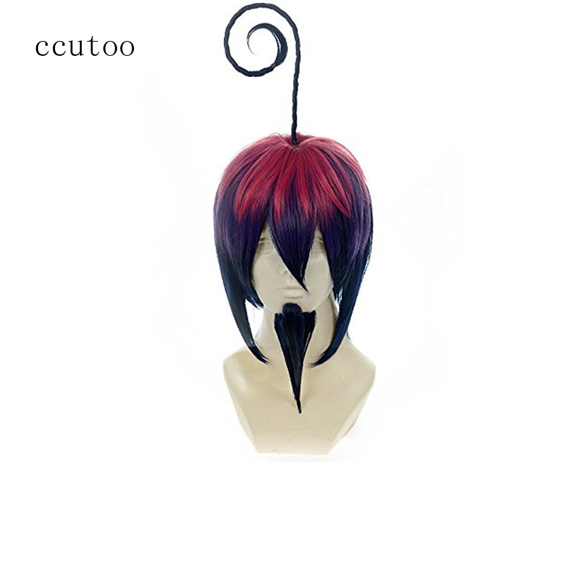 ccutoo 12" Purple Mix Short Synthetic Hair Ao no Blue Exorcist Mephisto Pheles Cosplay Wig +Bear