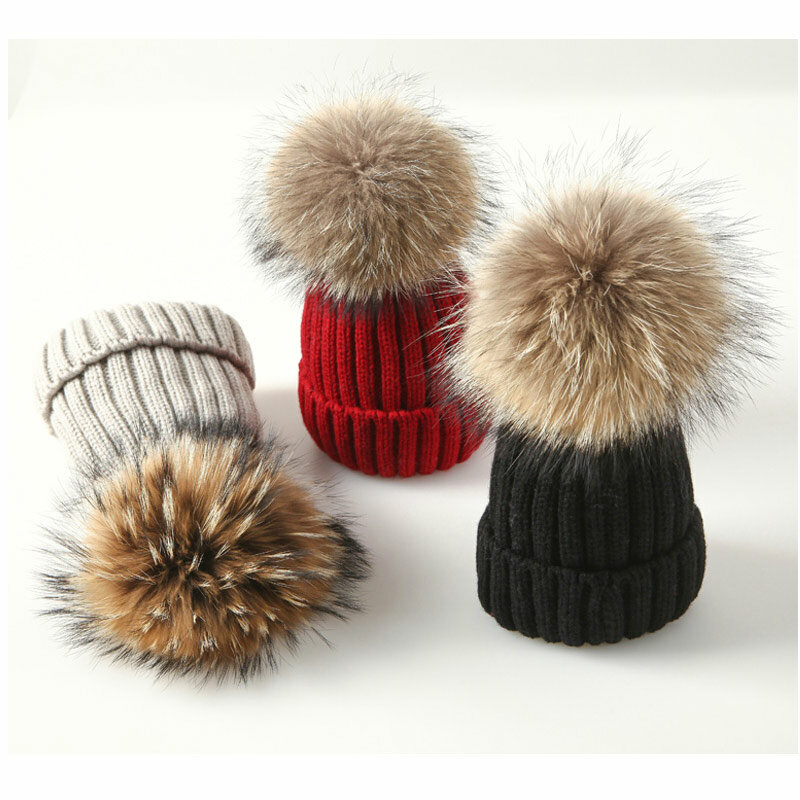 女性の毛皮のポンポン,冬のブランド,女性の帽子,ニットの帽子,厚いニットのキャップ