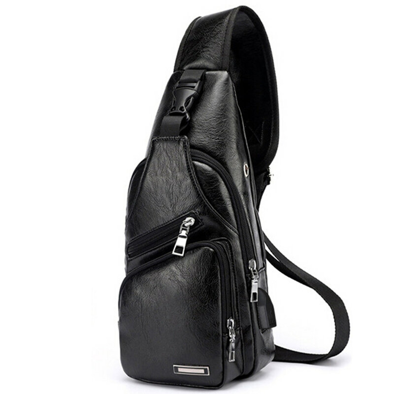 2019 мужская сумка с зарядкой от USB, мужская нагрудная сумка из искусственной кожи, дорожная сумка