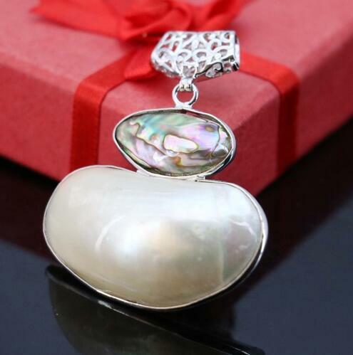 L009 Nouvelle marinha blanc naturel shell nacre pendentif perle, ajuste o modo de cadelas faire de gros collier DIY