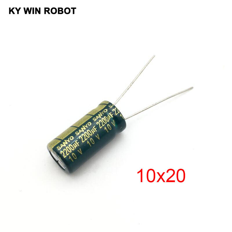 10 шт 10В 2200 мкФ электролитические конденсаторы 2200 мкФ 10В 10х20 мм 105C радиальные высокочастотные низкостойкие электролитические конденсаторы