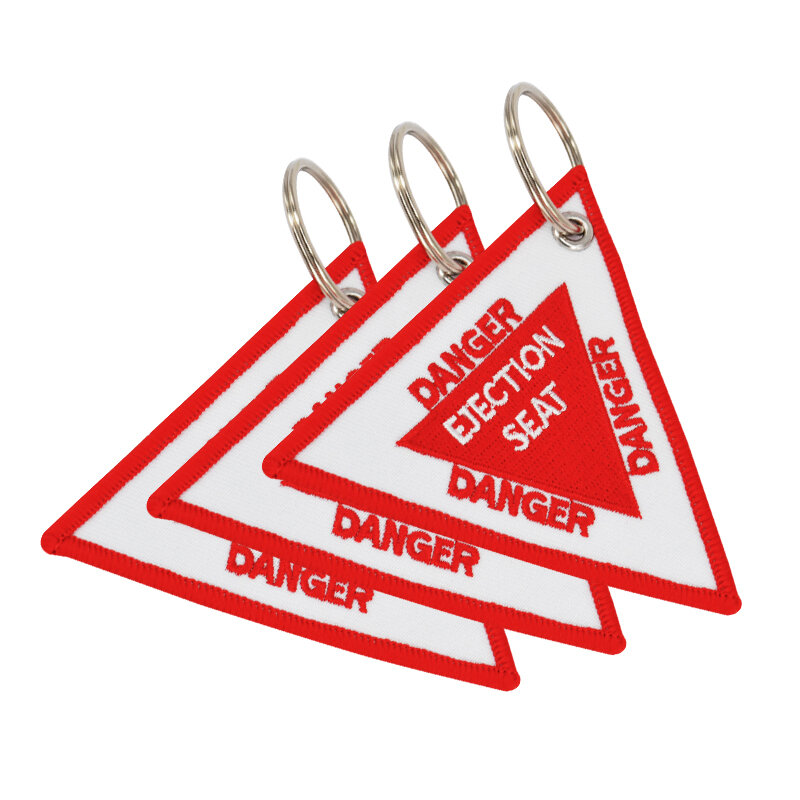 Triangle Ejection Seat Key Chain Embroidery Key Fobs OEM Keychain  for Motorcycles and Cars Bijoux 9CM Key Chains Bijoux Key Tag