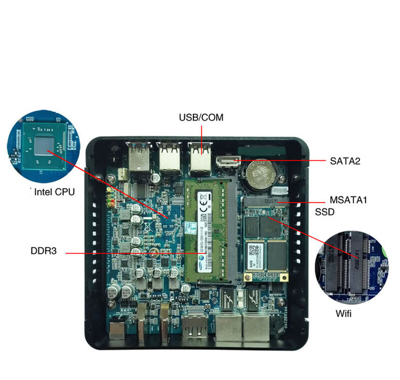 Mini ordenador pequeño N3160, Windows, Quad Core, Nettop 3 * pantallas 2 * HDMI 2,0 1 * DP 4GB RAM 64GB SSD